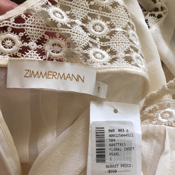 ZIMMERMANN silk + lace blouse IVORY size 6 - Picture 9 of 16